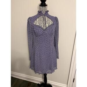 Seven Wonders high neck sweetheart neck lilac polka dot dress L